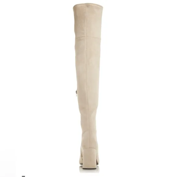 Jeffrey Campbell Ice Suede Cream Tan Over-the-Knee Pointed Toe Heeled Boots