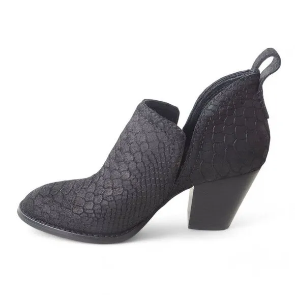 Jeffrey Campbell Rosalee Suede Snake Ankle Booties Black Women's 6M