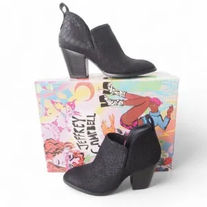 Jeffrey Campbell Rosalee Suede Snake Ankle Booties Black Women's 6M