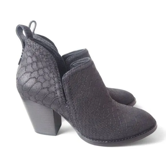Jeffrey Campbell Rosalee Suede Snake Ankle Booties Black Women's 6M