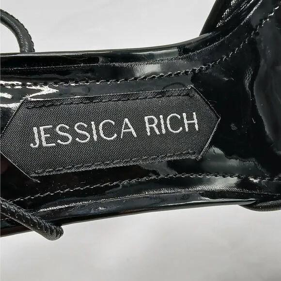 Jessica Rich Lace Up Pumps Women's 37 Black Pointed Toe Whimsygoth Shoes Sandals
