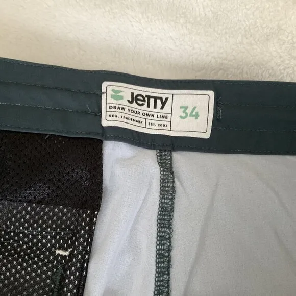 JETTY BRAND Atlantic Board Short DARK BLUE SWIMMING SWIM TRUNKS MENS Sz 34 / 8”