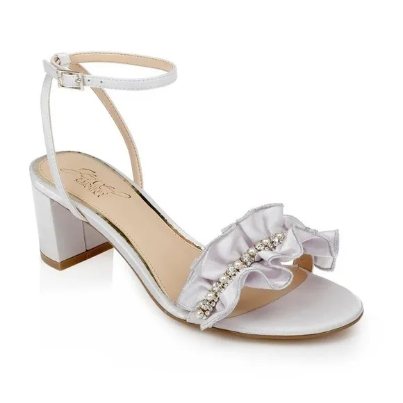 Jewel Badgley Mischka Lilac Desirie Ruffle Block Heel Sandal