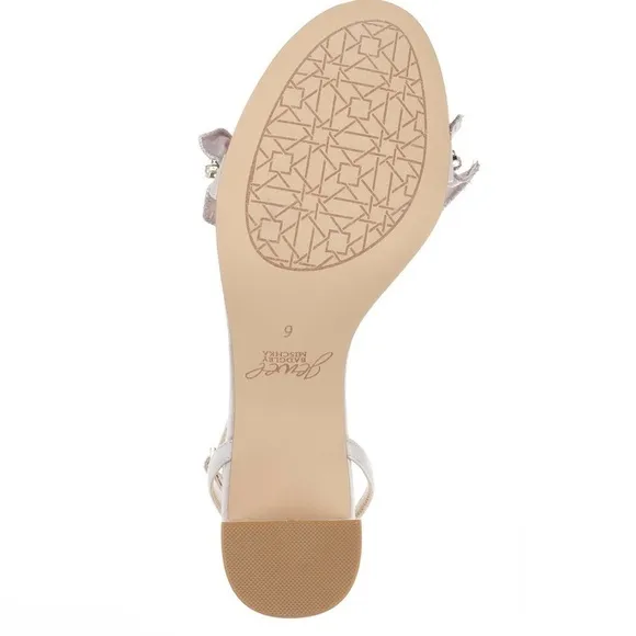 Jewel Badgley Mischka Lilac Desirie Ruffle Block Heel Sandal