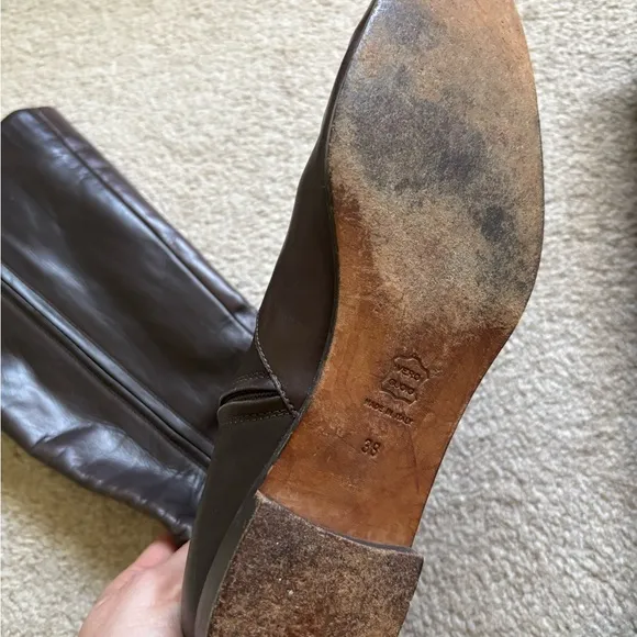 Jil Sanders Elegant Brown Leather Knee-High Boots
