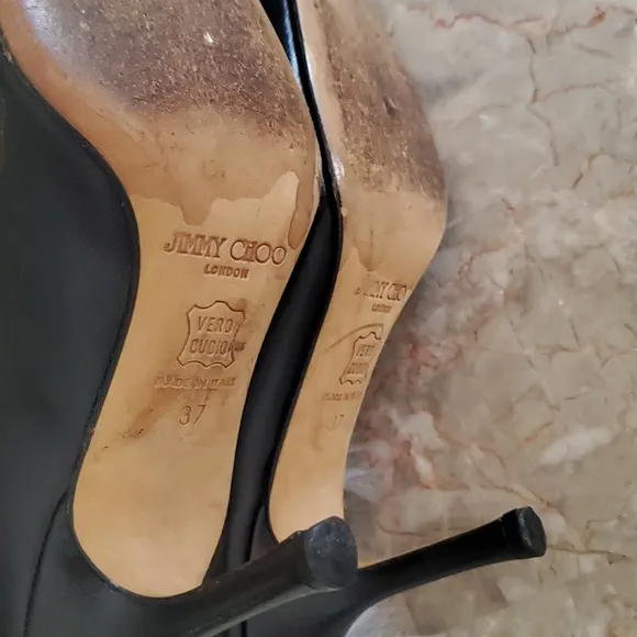 Jimmy Choo black ankle stilettos leather booties boots size 7