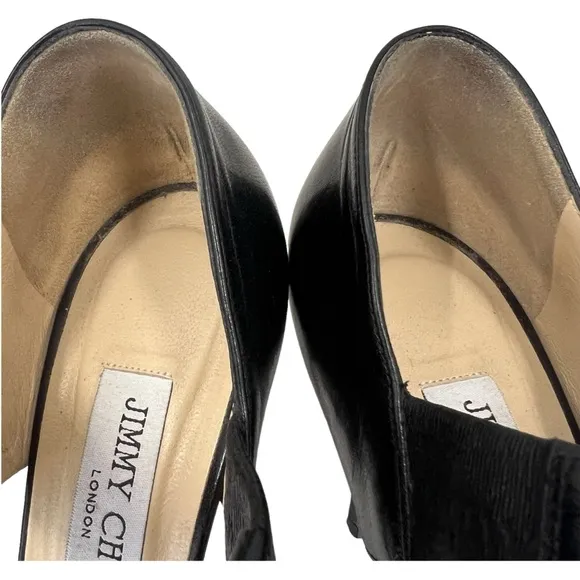Jimmy Choo Black Leather‎ Open Toe Sandals Size 40 (EU)