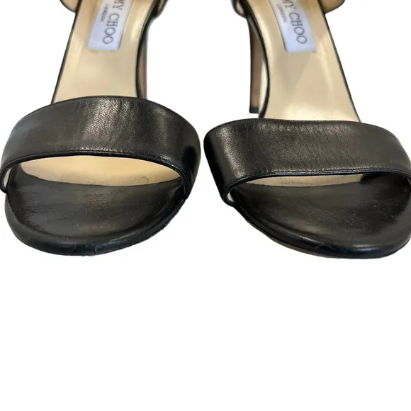 Jimmy Choo Black Leather‎ Open Toe Sandals Size 40 (EU)