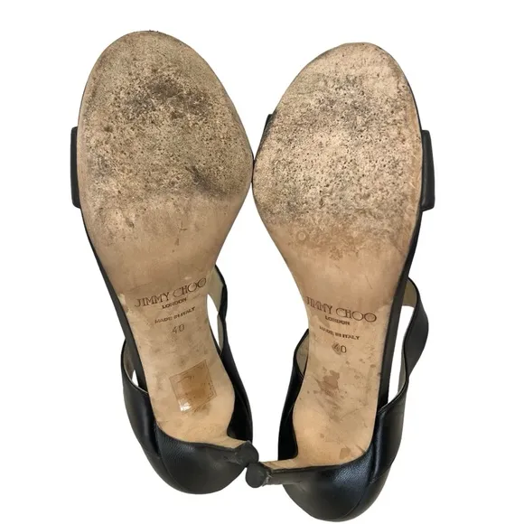 Jimmy Choo Black Leather‎ Open Toe Sandals Size 40 (EU)