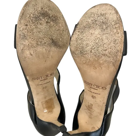 Jimmy Choo Black Leather‎ Open Toe Sandals Size 40 (EU)