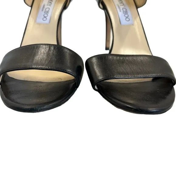 Jimmy Choo Black Leather‎ Open Toe Sandals Size 40 (EU)