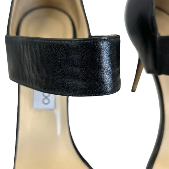 Jimmy Choo Black Leather‎ Open Toe Sandals Size 40 (EU)