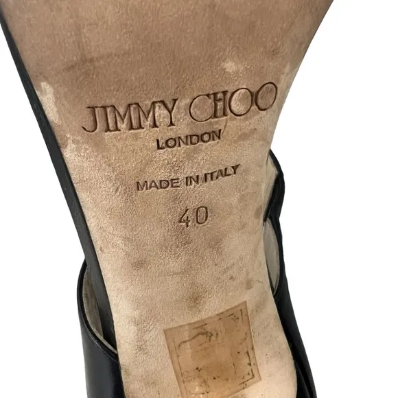 Jimmy Choo Black Leather‎ Open Toe Sandals Size 40 (EU)