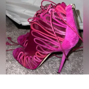 Jimmy choo size 40.5 suede heels mesh and suede Elegant Pink Lace-Up Heels