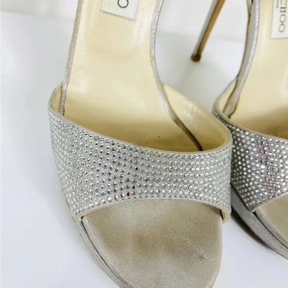Jimmy Choo stilettos open toe diamante shoes Size EU 40
