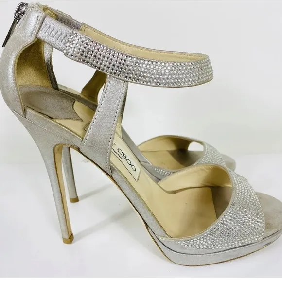 Jimmy Choo stilettos open toe diamante shoes Size EU 40