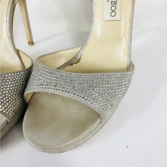 Jimmy Choo stilettos open toe diamante shoes Size EU 40