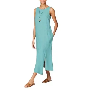 J.JILL Linen Blend Asymmetric Slip Dress Sz XS Teal Coastal Resort Versatile NWT