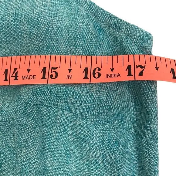 J.JILL Linen Blend Asymmetric Slip Dress Sz XS Teal Coastal Resort Versatile NWT