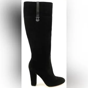 JOAN&amp;DAVID STERLA Black Suede Designer Knee High Heel Boots 9
