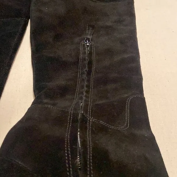 JOAN&amp;DAVID STERLA Black Suede Designer Knee High Heel Boots 9
