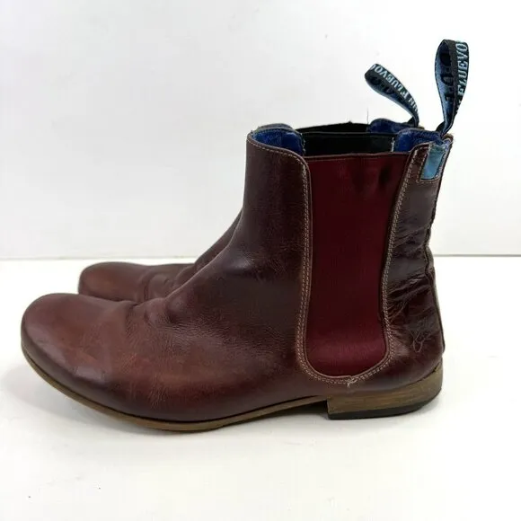 John Fluevog Mens Size 10 Chelsea Boots Radio RCI BBC Burgundy Leather Ankle