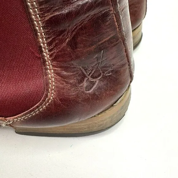 John Fluevog Mens Size 10 Chelsea Boots Radio RCI BBC Burgundy Leather Ankle