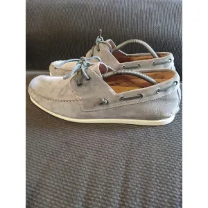 John Varvatos Gray Grey Suede Loafer Slip On Boat Shoes Men's Size 11.5