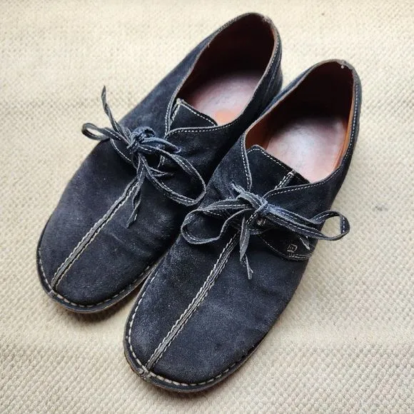 John Varvatos Italy Mens Split Toe Dress Shoes Size 9.5 Dark Grey Gray Suede