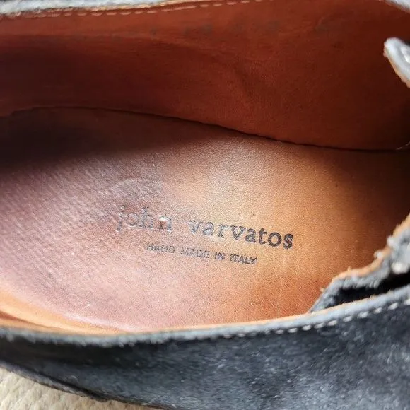 John Varvatos Italy Mens Split Toe Dress Shoes Size 9.5 Dark Grey Gray Suede