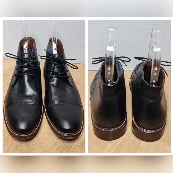 Johnston &amp; Murphy Black Sheepskin Leather Chukka Boots Mens Size 11.5M