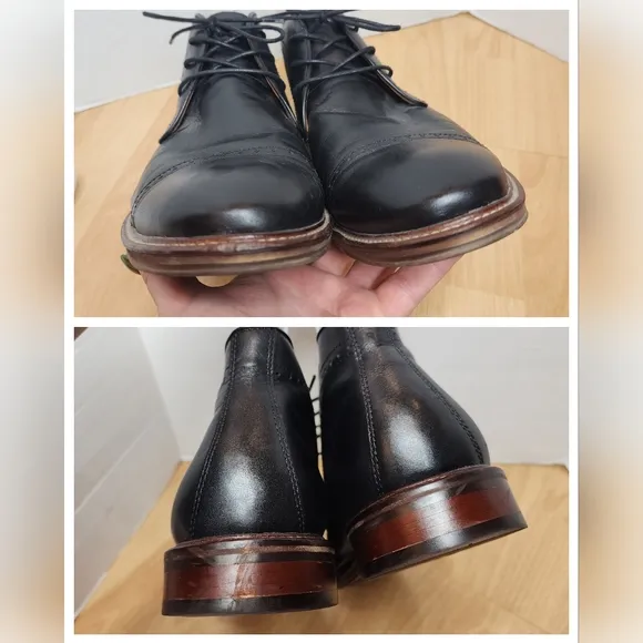 Johnston &amp; Murphy Black Sheepskin Leather Chukka Boots Mens Size 11.5M