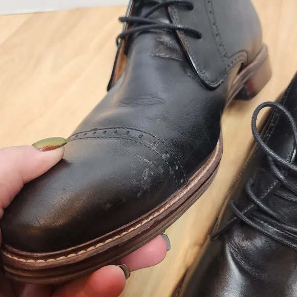 Johnston &amp; Murphy Black Sheepskin Leather Chukka Boots Mens Size 11.5M