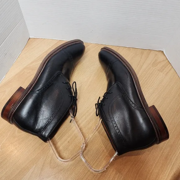 Johnston &amp; Murphy Black Sheepskin Leather Chukka Boots Mens Size 11.5M