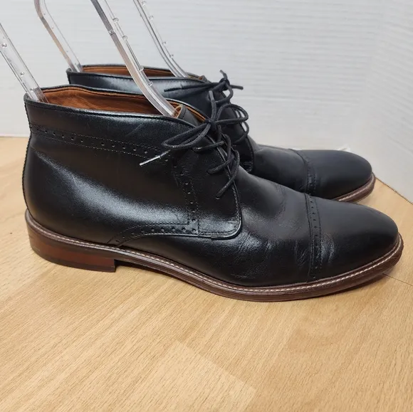 Johnston &amp; Murphy Black Sheepskin Leather Chukka Boots Mens Size 11.5M