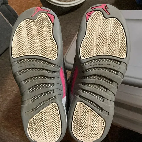 Jordan Gray and Pink Retro Basketball Sneakers