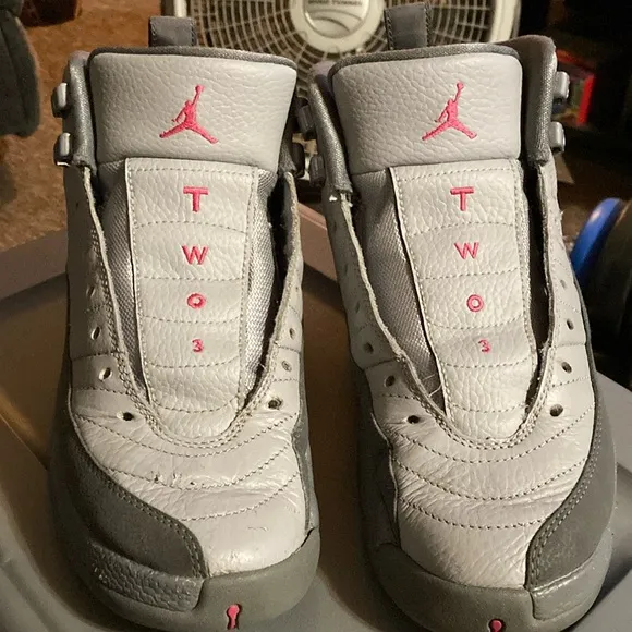 Jordan Gray and Pink Retro Basketball Sneakers