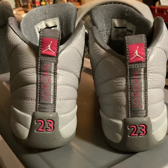 Jordan Gray and Pink Retro Basketball Sneakers