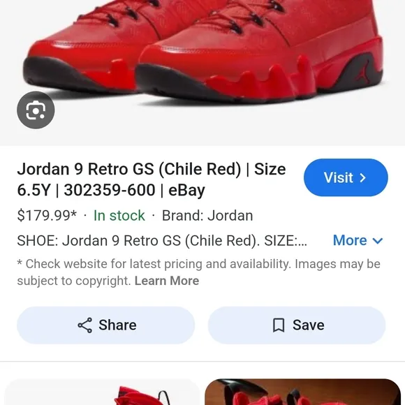 Jordan Kids Retro 9 GS Red Sneakers