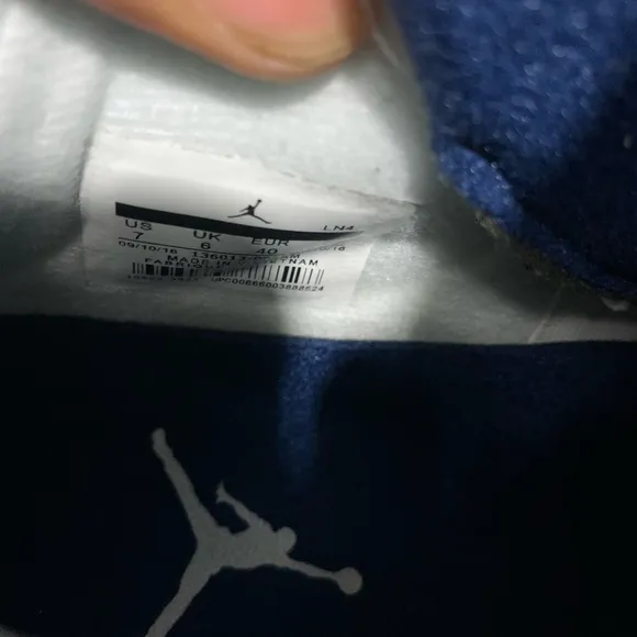 Jordan White and Blue Sneakers with Classic Design