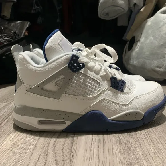 Jordan White and Blue Sneakers with Classic Design