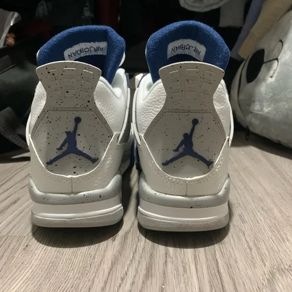 Jordan White and Blue Sneakers with Classic Design