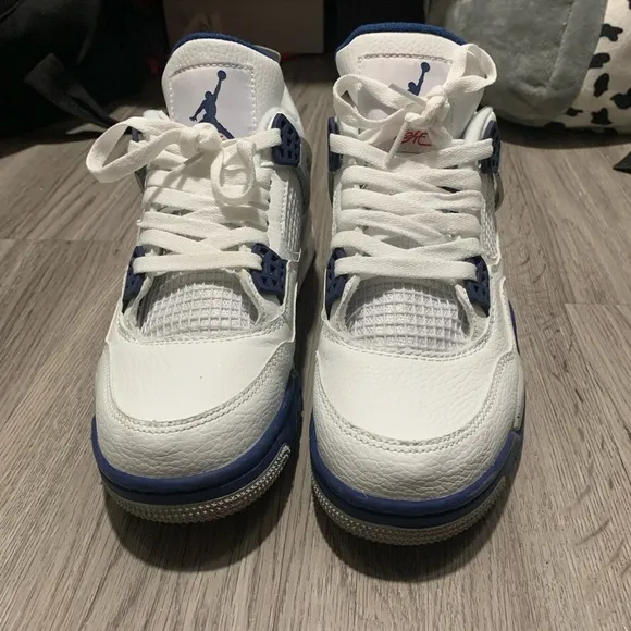 Jordan White and Blue Sneakers with Classic Design
