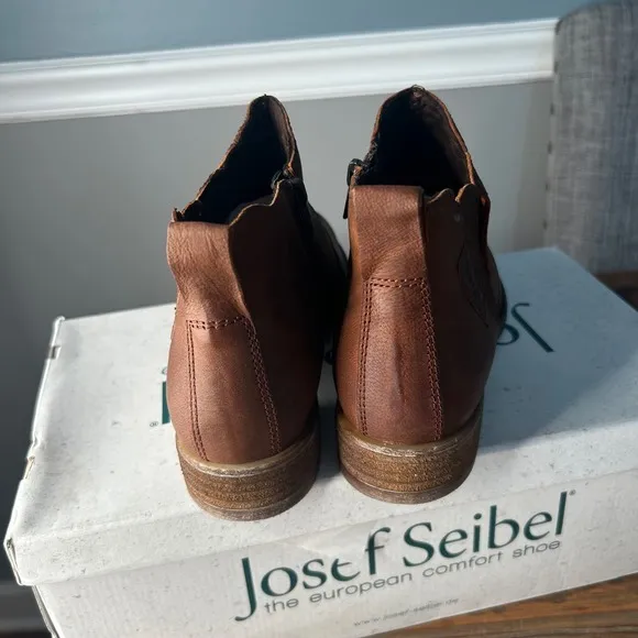 Josef‎ Seibel Leather Ankle Boots Comfort Casual Brown Side Zip Size 37