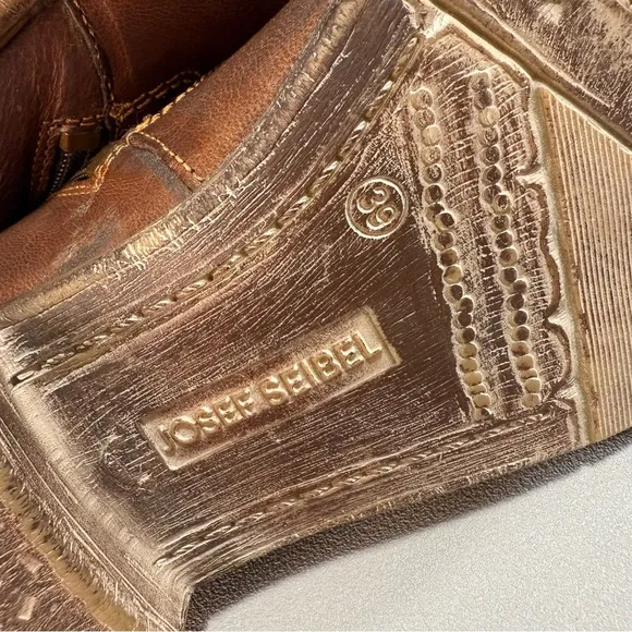Josef Seibel Sienna 81 Distressed Brown Leather Zip Up Ankle Boots EU39