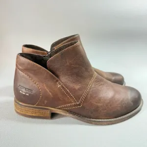 Josef Seibel Sienna 81 Distressed Brown Leather Zip Up Ankle Boots EU39