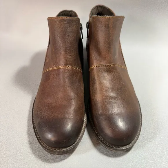 Josef Seibel Sienna 81 Distressed Brown Leather Zip Up Ankle Boots EU39