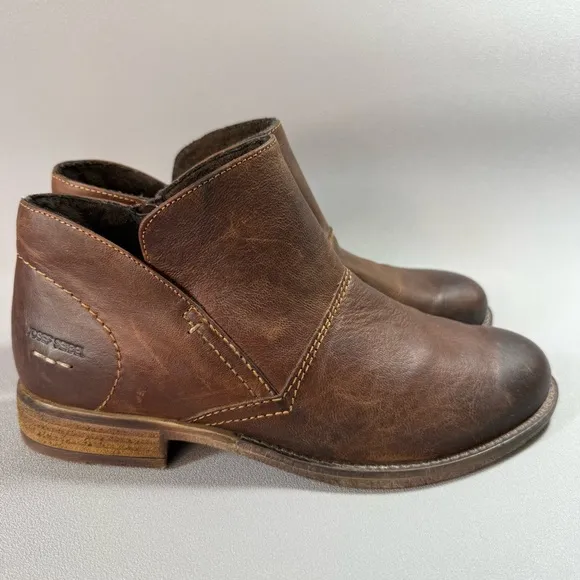 Josef Seibel Sienna 81 Distressed Brown Leather Zip Up Ankle Boots EU39