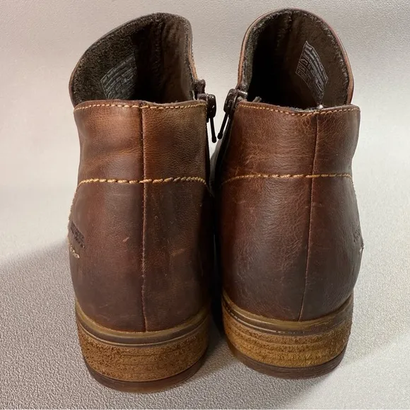 Josef Seibel Sienna 81 Distressed Brown Leather Zip Up Ankle Boots EU39