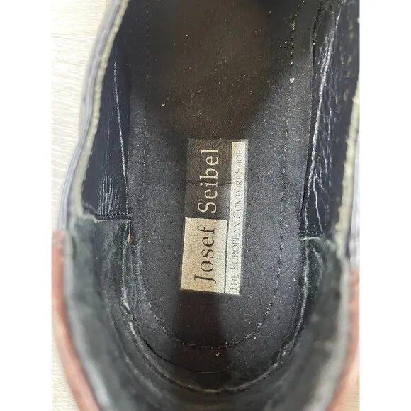 Joseph Seibel Women's 10.5 Black Leather Two-Tone Slip-On Driving Loafer Shoes
